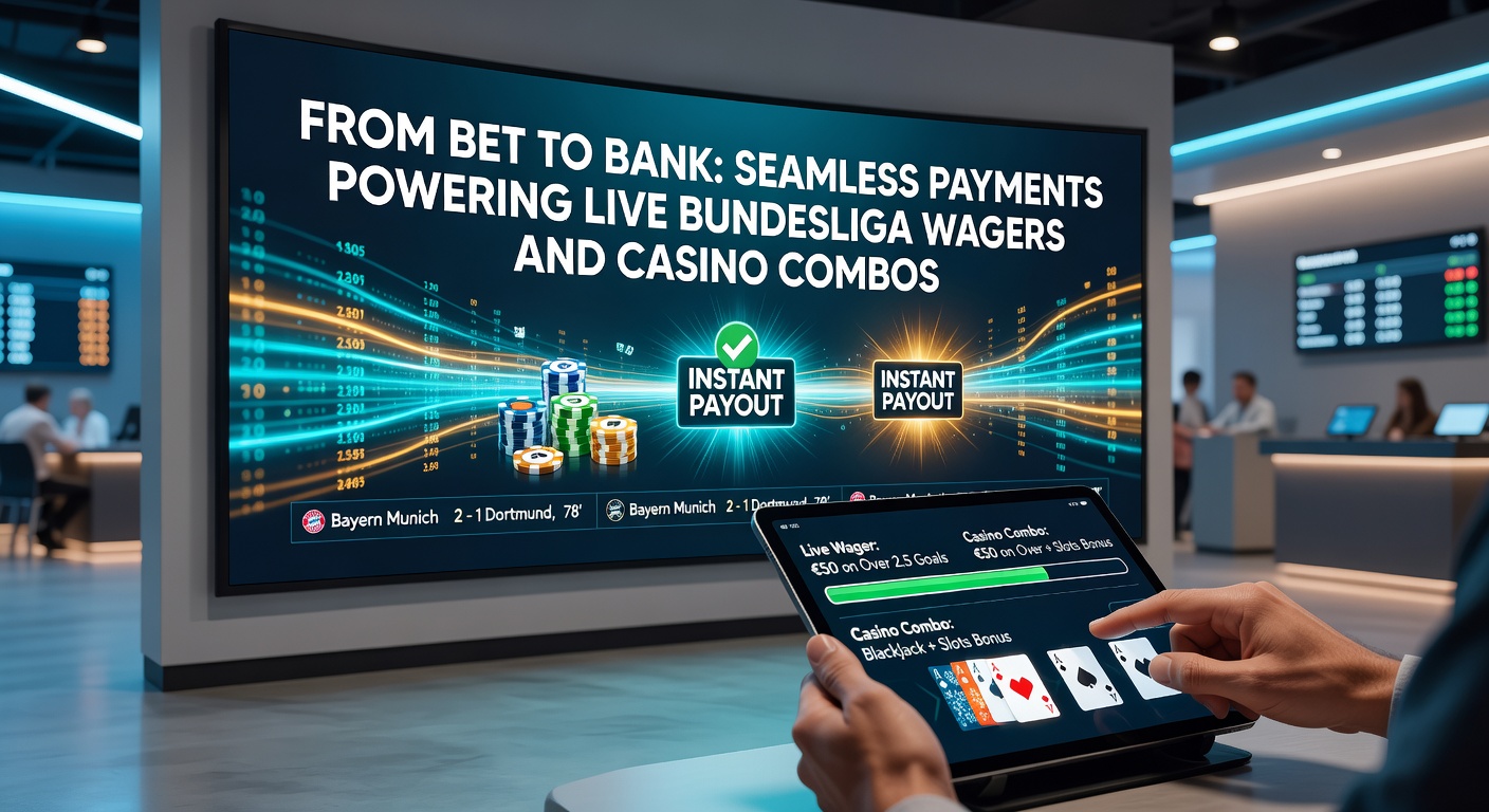 Grafik zeigt nahtlose Zahlungsströme von Wetten zu Auszahlungen bei Bundesliga-Matches und Casino-Spielen